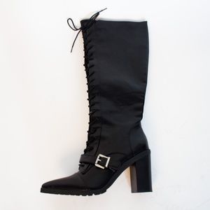 Charles David Knee High Black Lace Up Boots